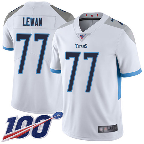Tennessee Titans Limited White Men Taylor Lewan Road Jersey NFL Football #77 100th Season Vapor Untouchable->women nfl jersey->Women Jersey